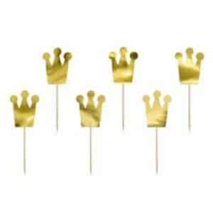 Cupcake toppers couronne gold pour anniversaire