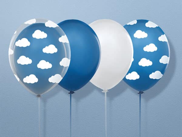 ballons anniversaire nuages bleus