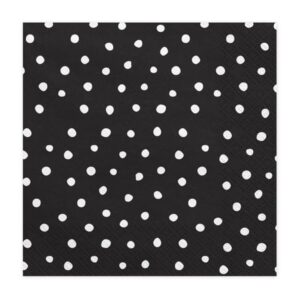 Serviettes noires à pois blancs pour anniversaire