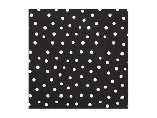 Serviettes noires à pois blancs pour anniversaire