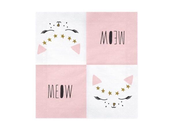 Serviettes chat pour anniversaire