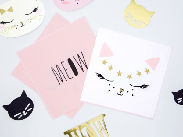 Serviettes chat pour anniversaire