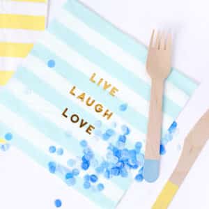 Serviettes Live Laugh Love bleu ciel