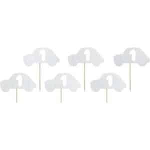 Cupcake toppers voiture 1st birthday argenté pour anniversaire