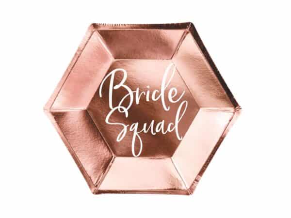 Assiettes rose gold bride squad