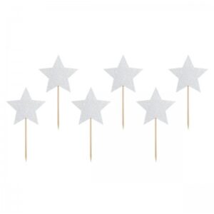 Cupcake toppers Etoiles argentées