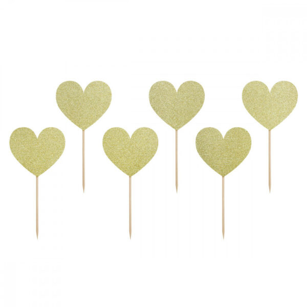 Cupcake toppers coeur doré