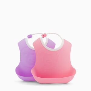 Set de 2 bavoirs en silicone rose / violet