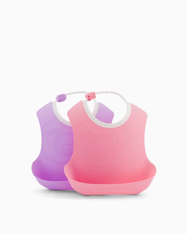 Set de 2 bavoirs en silicone rose / violet