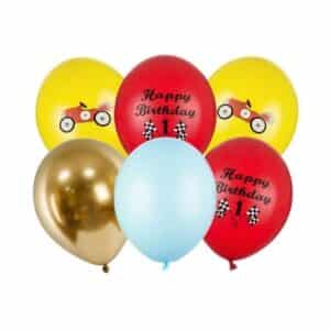 Ballons HAPPY BIRTHDAY MIX (Voiture rouge)