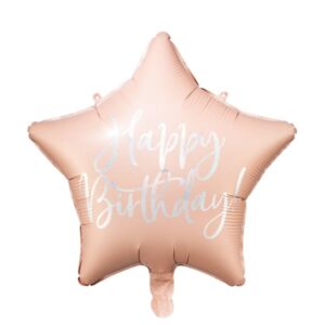 Ballon géant Happy birthday étoile rose pastel