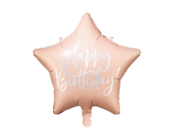 Ballon géant Happy birthday étoile rose pastel