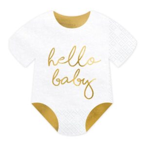 Serviette Hello baby blanches