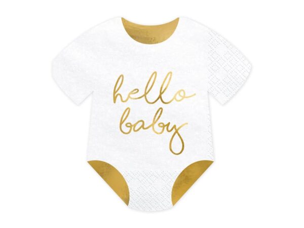 Serviette Hello baby blanches