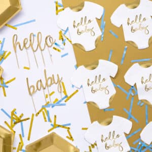 Serviette Hello baby blanches