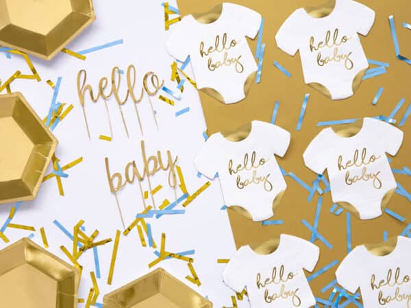 Serviette Hello baby blanches