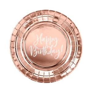 Assiettes happy birthday rose gold