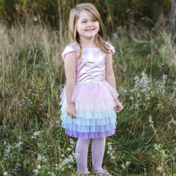 Robe à frou-frous arc-en-ciel pastel 5-6 ans