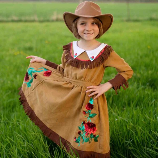 Robe de cow girl en daim 5-6 ans