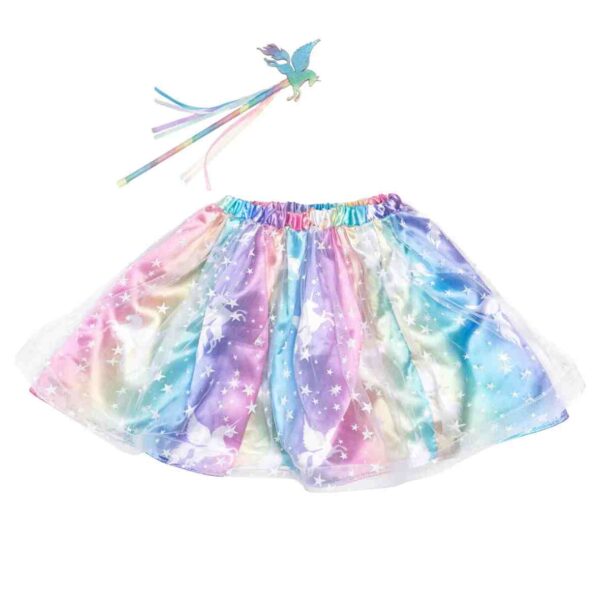 Set jupe licorne multicolore avec baguette 4-6 ans