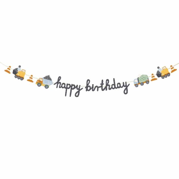 Bannière ''Happy birthday'' véhicules de chantier
