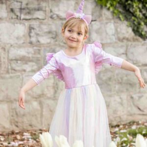 Robe licorne mi-longue avec ailes et serre-tête