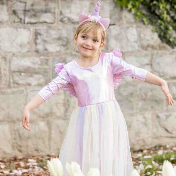 Robe licorne mi-longue avec ailes et serre-tête