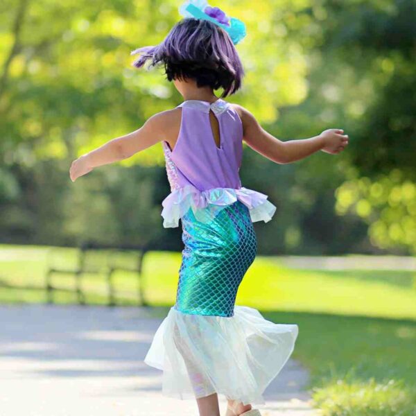 Robe sirène rose et bleu irisé 7-8 ans – Image 3